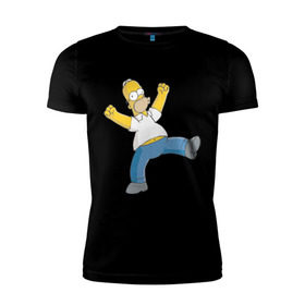 Мужская футболка премиум с принтом Гомер симпсон в Екатеринбурге, 92% хлопок, 8% лайкра | приталенный силуэт, круглый вырез ворота, длина до линии бедра, короткий рукав | гомер