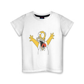 Детская футболка хлопок с принтом Crazy comer simpson в Екатеринбурге, 100% хлопок | круглый вырез горловины, полуприлегающий силуэт, длина до линии бедер | Тематика изображения на принте: гомер