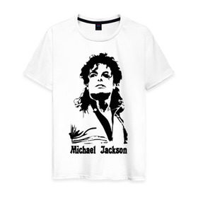 Мужская футболка хлопок с принтом Michael Jackson в Екатеринбурге, 100% хлопок | прямой крой, круглый вырез горловины, длина до линии бедер, слегка спущенное плечо. | jackson | michael | pop | джексон | майкл | майкл джексон | поп