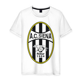 Мужская футболка хлопок с принтом Italian Serie A. AC Siena в Екатеринбурге, 100% хлопок | прямой крой, круглый вырез горловины, длина до линии бедер, слегка спущенное плечо. | 