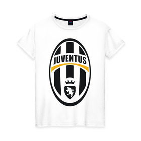 Женская футболка хлопок с принтом Italian Serie A. Juventus FC в Екатеринбурге, 100% хлопок | прямой крой, круглый вырез горловины, длина до линии бедер, слегка спущенное плечо | фк | ювентус