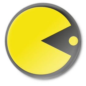 Значок с принтом Пакман в Екатеринбурге,  металл | круглая форма, металлическая застежка в виде булавки | pacman | пакман | пакмен