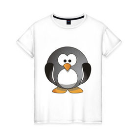 Женская футболка хлопок с принтом Пингвин (4) в Екатеринбурге, 100% хлопок | прямой крой, круглый вырез горловины, длина до линии бедер, слегка спущенное плечо | 