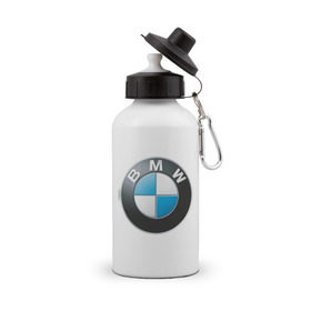 Бутылка спортивная с принтом BMW в Екатеринбурге, металл | емкость — 500 мл, в комплекте две пластиковые крышки и карабин для крепления | Тематика изображения на принте: bmw | авто | авто2012 | автомобиль | бмв | бренд | логотип | машина