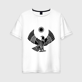 Женская футболка хлопок Oversize с принтом Дагестан в Екатеринбурге, 100% хлопок | свободный крой, круглый ворот, спущенный рукав, длина до линии бедер
 | 05 регион | даг | дагестан | дагестанец | даги | орел