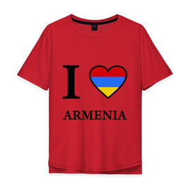 Мужская футболка хлопок Oversize с принтом I love Armenia в Екатеринбурге, 100% хлопок | свободный крой, круглый ворот, “спинка” длиннее передней части | Тематика изображения на принте: armenia | армению | армения | армяне | армянин | ереван | люблю | флаг