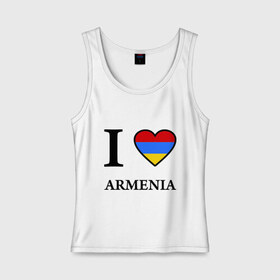Женская майка хлопок с принтом I love Armenia в Екатеринбурге, 95% хлопок, 5% эластан |  | armenia | армению | армения | армяне | армянин | ереван | люблю | флаг