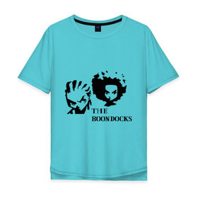 Мужская футболка хлопок Oversize с принтом Гетто (The Boondocks) в Екатеринбурге, 100% хлопок | свободный крой, круглый ворот, “спинка” длиннее передней части | 2x2 | boondocks | ghetto | tv | бундокс | гетто | мультик | мультфильмы | тв