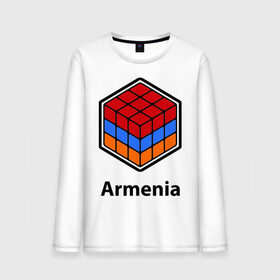 Мужской лонгслив хлопок с принтом Кубик – Армения в Екатеринбурге, 100% хлопок |  | армения | армяне | армянин | ереван | кубик | кубик рубик | флаг | флаг армении в магическом кубике.armenia