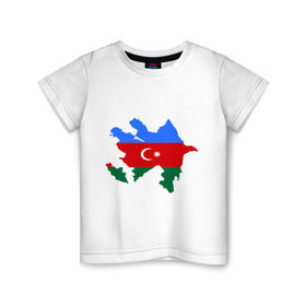 Детская футболка хлопок с принтом Azerbaijan map в Екатеринбурге, 100% хлопок | круглый вырез горловины, полуприлегающий силуэт, длина до линии бедер | azerbaijan | azerbaijan map | map | азербайджан | азербайджанец | карта азербайджана