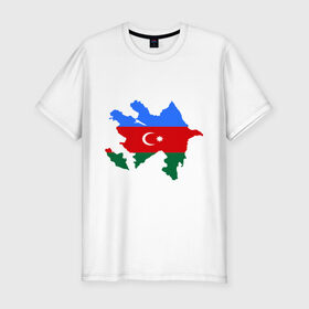Мужская футболка премиум с принтом Azerbaijan map в Екатеринбурге, 92% хлопок, 8% лайкра | приталенный силуэт, круглый вырез ворота, длина до линии бедра, короткий рукав | azerbaijan | azerbaijan map | map | азербайджан | азербайджанец | карта азербайджана