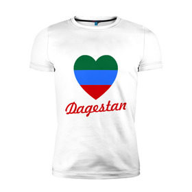 Мужская футболка премиум с принтом Dagestan Flag Heart в Екатеринбурге, 92% хлопок, 8% лайкра | приталенный силуэт, круглый вырез ворота, длина до линии бедра, короткий рукав | 05 регион | даг | дагестан | дагестанец | даги | с любовью к дагестанцамкавказ | сердце | флаг