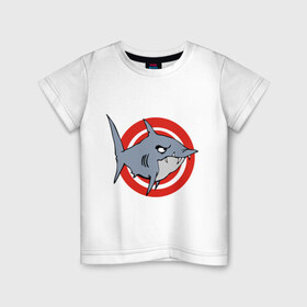 Детская футболка хлопок с принтом Shark (Акула) в Екатеринбурге, 100% хлопок | круглый вырез горловины, полуприлегающий силуэт, длина до линии бедер | 