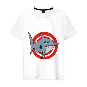 Мужская футболка хлопок с принтом Shark (Акула) в Екатеринбурге, 100% хлопок | прямой крой, круглый вырез горловины, длина до линии бедер, слегка спущенное плечо. | 
