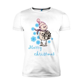 Мужская футболка премиум с принтом NewYear (2) в Екатеринбурге, 92% хлопок, 8% лайкра | приталенный силуэт, круглый вырез ворота, длина до линии бедра, короткий рукав | 2012 | new year | год дракона | нг | новогодний | новый 2012 | новый год | подарок | снеговик | снеговичок | снежинки