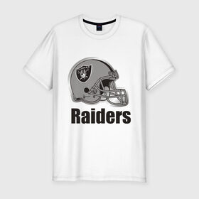 Мужская футболка премиум с принтом Raiders (2) в Екатеринбурге, 92% хлопок, 8% лайкра | приталенный силуэт, круглый вырез ворота, длина до линии бедра, короткий рукав | Тематика изображения на принте: freeride | raiders | райдер | райдеры | фрирайд | шлем