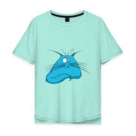 Мужская футболка хлопок Oversize с принтом Котяра в Екатеринбурге, 100% хлопок | свободный крой, круглый ворот, “спинка” длиннее передней части | животные | жирный котэ | жирный котяра | котэ | котяра | прикольные животные | толстый котэ