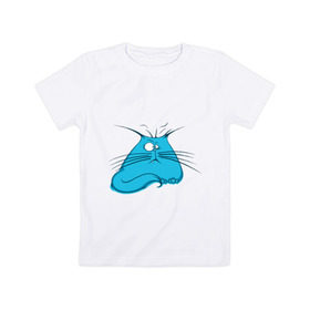 Детская футболка хлопок с принтом Котяра в Екатеринбурге, 100% хлопок | круглый вырез горловины, полуприлегающий силуэт, длина до линии бедер | животные | жирный котэ | жирный котяра | котэ | котяра | прикольные животные | толстый котэ