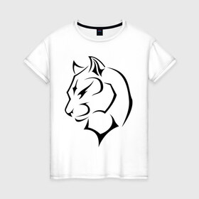 Женская футболка хлопок с принтом Panther в Екатеринбурге, 100% хлопок | прямой крой, круглый вырез горловины, длина до линии бедер, слегка спущенное плечо | кошачьи | кошка | пантера | хищник