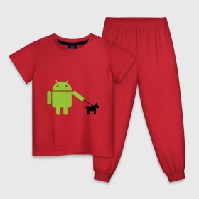 Детская пижама хлопок с принтом Android с собакой в Екатеринбурге, 100% хлопок |  брюки и футболка прямого кроя, без карманов, на брюках мягкая резинка на поясе и по низу штанин
 | Тематика изображения на принте: android | админу | андроид | прикольные | собака