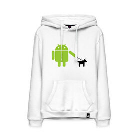 Мужская толстовка хлопок с принтом Android с собакой в Екатеринбурге, френч-терри, мягкий теплый начес внутри (100% хлопок) | карман-кенгуру, эластичные манжеты и нижняя кромка, капюшон с подкладом и шнурком | android | админу | андроид | прикольные | собака