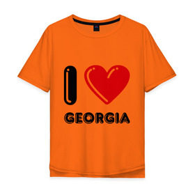 Мужская футболка хлопок Oversize с принтом I love Georgia в Екатеринбурге, 100% хлопок | свободный крой, круглый ворот, “спинка” длиннее передней части | georgia | i love | i love georgia | америка | сша | штат джорджия | я люблю джорджию