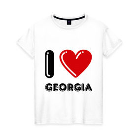 Женская футболка хлопок с принтом I love Georgia в Екатеринбурге, 100% хлопок | прямой крой, круглый вырез горловины, длина до линии бедер, слегка спущенное плечо | georgia | i love | i love georgia | америка | сша | штат джорджия | я люблю джорджию