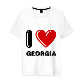 Мужская футболка хлопок с принтом I love Georgia в Екатеринбурге, 100% хлопок | прямой крой, круглый вырез горловины, длина до линии бедер, слегка спущенное плечо. | georgia | i love | i love georgia | америка | сша | штат джорджия | я люблю джорджию