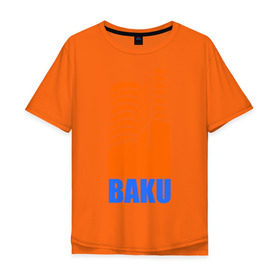 Мужская футболка хлопок Oversize с принтом Баку в Екатеринбурге, 100% хлопок | свободный крой, круглый ворот, “спинка” длиннее передней части | azerbaijan | baku | баку | баку  «гыз галасы»   «девичья башня»азербайджан