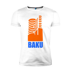 Мужская футболка премиум с принтом Баку в Екатеринбурге, 92% хлопок, 8% лайкра | приталенный силуэт, круглый вырез ворота, длина до линии бедра, короткий рукав | azerbaijan | baku | баку | баку  «гыз галасы»   «девичья башня»азербайджан
