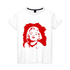 Женская футболка хлопок с принтом Merlin Monroe в Екатеринбурге, 100% хлопок | прямой крой, круглый вырез горловины, длина до линии бедер, слегка спущенное плечо | 