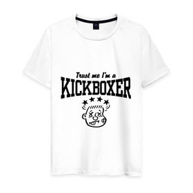 Мужская футболка хлопок с принтом Кикбоксер в Екатеринбурге, 100% хлопок | прямой крой, круглый вырез горловины, длина до линии бедер, слегка спущенное плечо. | кикбоксинг