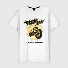 Мужская футболка премиум с принтом Harley Davidson Spirit of freedom в Екатеринбурге, 92% хлопок, 8% лайкра | приталенный силуэт, круглый вырез ворота, длина до линии бедра, короткий рукав | Тематика изображения на принте: harley | harley davidson | harley davidson 