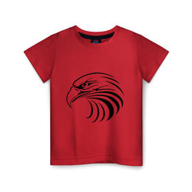 Детская футболка хлопок с принтом Орел голова перья в Екатеринбурге, 100% хлопок | круглый вырез горловины, полуприлегающий силуэт, длина до линии бедер | Тематика изображения на принте: tribal | орел | перья | птица | трайблы | узор