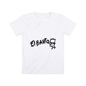 Детская футболка хлопок с принтом Эльбарто в Екатеринбурге, 100% хлопок | круглый вырез горловины, полуприлегающий силуэт, длина до линии бедер | elbarto | simpsons | барт | барт симпсон | симпсоны | симсоны | эльбарто