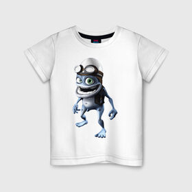 Детская футболка хлопок с принтом Crazy frog в Екатеринбурге, 100% хлопок | круглый вырез горловины, полуприлегающий силуэт, длина до линии бедер | Тематика изображения на принте: crazy frog | крейзи фрог | крэйзи фрог | лягушка