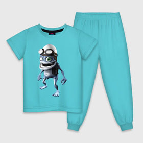 Детская пижама хлопок с принтом Crazy frog в Екатеринбурге, 100% хлопок |  брюки и футболка прямого кроя, без карманов, на брюках мягкая резинка на поясе и по низу штанин
 | Тематика изображения на принте: crazy frog | крейзи фрог | крэйзи фрог | лягушка