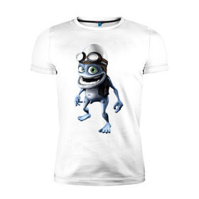 Мужская футболка премиум с принтом Crazy frog в Екатеринбурге, 92% хлопок, 8% лайкра | приталенный силуэт, круглый вырез ворота, длина до линии бедра, короткий рукав | Тематика изображения на принте: crazy frog | крейзи фрог | крэйзи фрог | лягушка