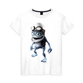 Женская футболка хлопок с принтом Crazy frog в Екатеринбурге, 100% хлопок | прямой крой, круглый вырез горловины, длина до линии бедер, слегка спущенное плечо | Тематика изображения на принте: crazy frog | крейзи фрог | крэйзи фрог | лягушка