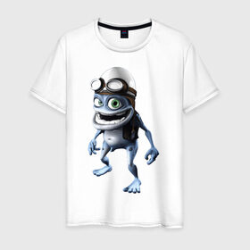 Мужская футболка хлопок с принтом Crazy frog в Екатеринбурге, 100% хлопок | прямой крой, круглый вырез горловины, длина до линии бедер, слегка спущенное плечо. | Тематика изображения на принте: crazy frog | крейзи фрог | крэйзи фрог | лягушка