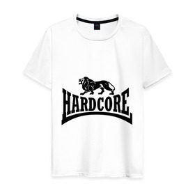 Мужская футболка хлопок с принтом Hardcore в Екатеринбурге, 100% хлопок | прямой крой, круглый вырез горловины, длина до линии бедер, слегка спущенное плечо. | 