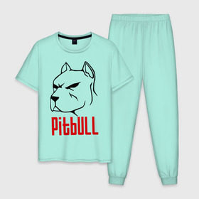 Мужская пижама хлопок с принтом Pitbull (Питбуль) в Екатеринбурге, 100% хлопок | брюки и футболка прямого кроя, без карманов, на брюках мягкая резинка на поясе и по низу штанин
 | спартак