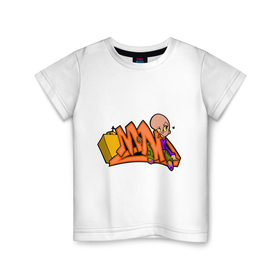Детская футболка хлопок с принтом Mad graffiti в Екатеринбурге, 100% хлопок | круглый вырез горловины, полуприлегающий силуэт, длина до линии бедер | Тематика изображения на принте: 