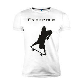 Мужская футболка премиум с принтом Нереальный экстрим в Екатеринбурге, 92% хлопок, 8% лайкра | приталенный силуэт, круглый вырез ворота, длина до линии бедра, короткий рукав | skate | skateboard | борд | доска | нереальный экстрим | скейт | скейтборд | экстрим