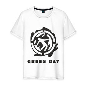 Мужская футболка хлопок с принтом Green_Day (4) в Екатеринбурге, 100% хлопок | прямой крой, круглый вырез горловины, длина до линии бедер, слегка спущенное плечо. | Тематика изображения на принте: green day