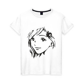 Женская футболка хлопок с принтом Anime девочка в Екатеринбурге, 100% хлопок | прямой крой, круглый вырез горловины, длина до линии бедер, слегка спущенное плечо | anime | аниме | лицо | лицо девушки в стиле аниме.девушка