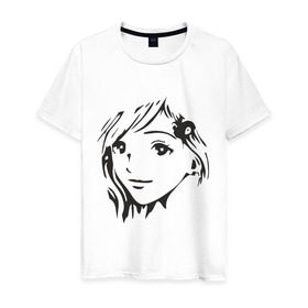 Мужская футболка хлопок с принтом Anime девочка в Екатеринбурге, 100% хлопок | прямой крой, круглый вырез горловины, длина до линии бедер, слегка спущенное плечо. | anime | аниме | лицо | лицо девушки в стиле аниме.девушка