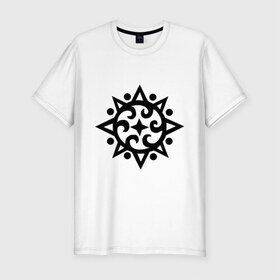 Мужская футболка премиум с принтом  Солнце  Кельтский узор в Екатеринбурге, 92% хлопок, 8% лайкра | приталенный силуэт, круглый вырез ворота, длина до линии бедра, короткий рукав | sun | tribal | кельтский узор | кельтский узор 