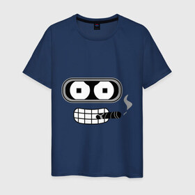 Мужская футболка хлопок с принтом Bender в Екатеринбурге, 100% хлопок | прямой крой, круглый вырез горловины, длина до линии бедер, слегка спущенное плечо. | bender | benderмультик | futurama | бендер | мультфильм | футурама