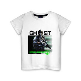 Детская футболка хлопок с принтом Modern Warefare 2 - Ghost в Екатеринбурге, 100% хлопок | круглый вырез горловины, полуприлегающий силуэт, длина до линии бедер | ghost | modern | modern warefare 2  ghost | warefare | призрак | снайпер